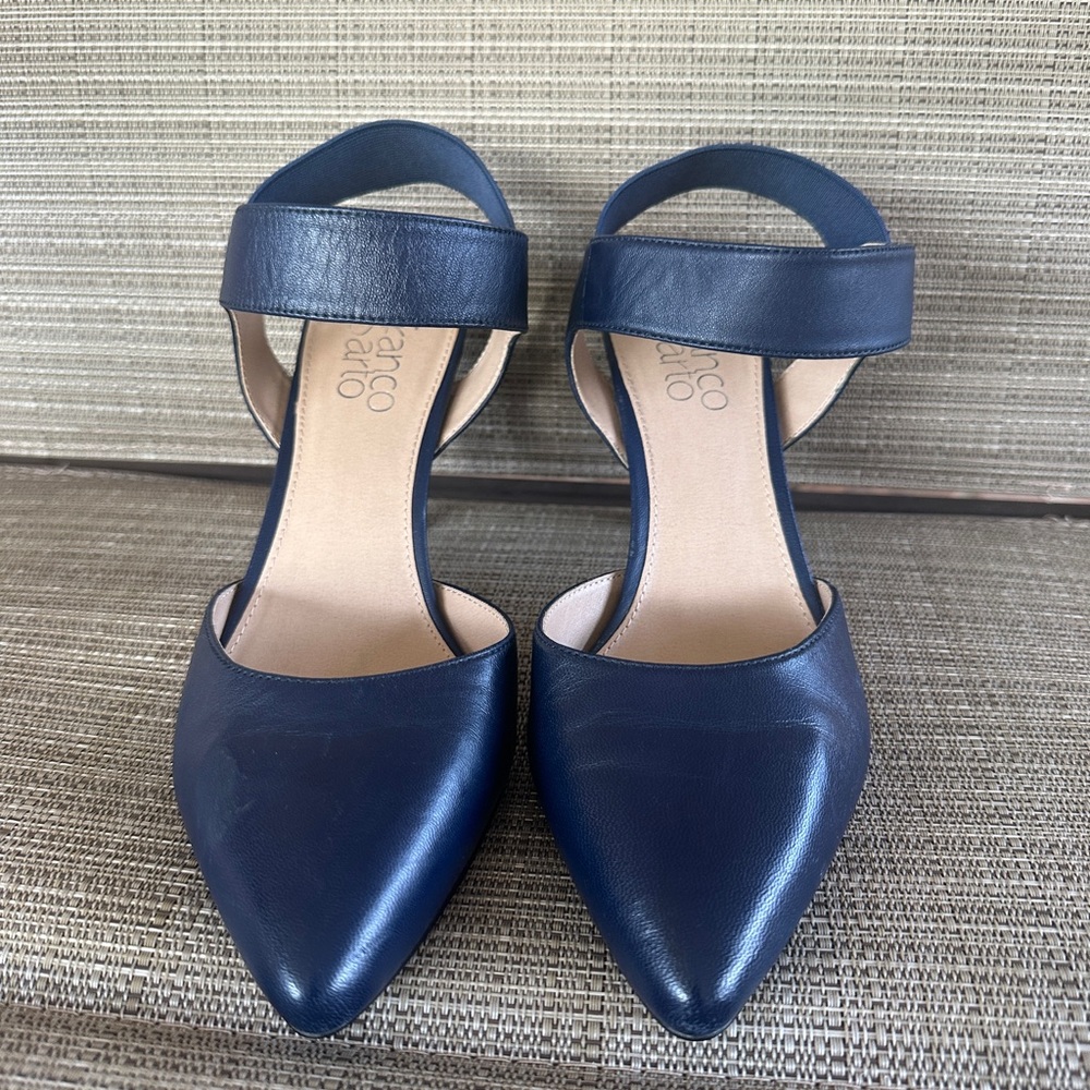 Franco Sarto Navy Blue Heel Elastic Band Comfortable